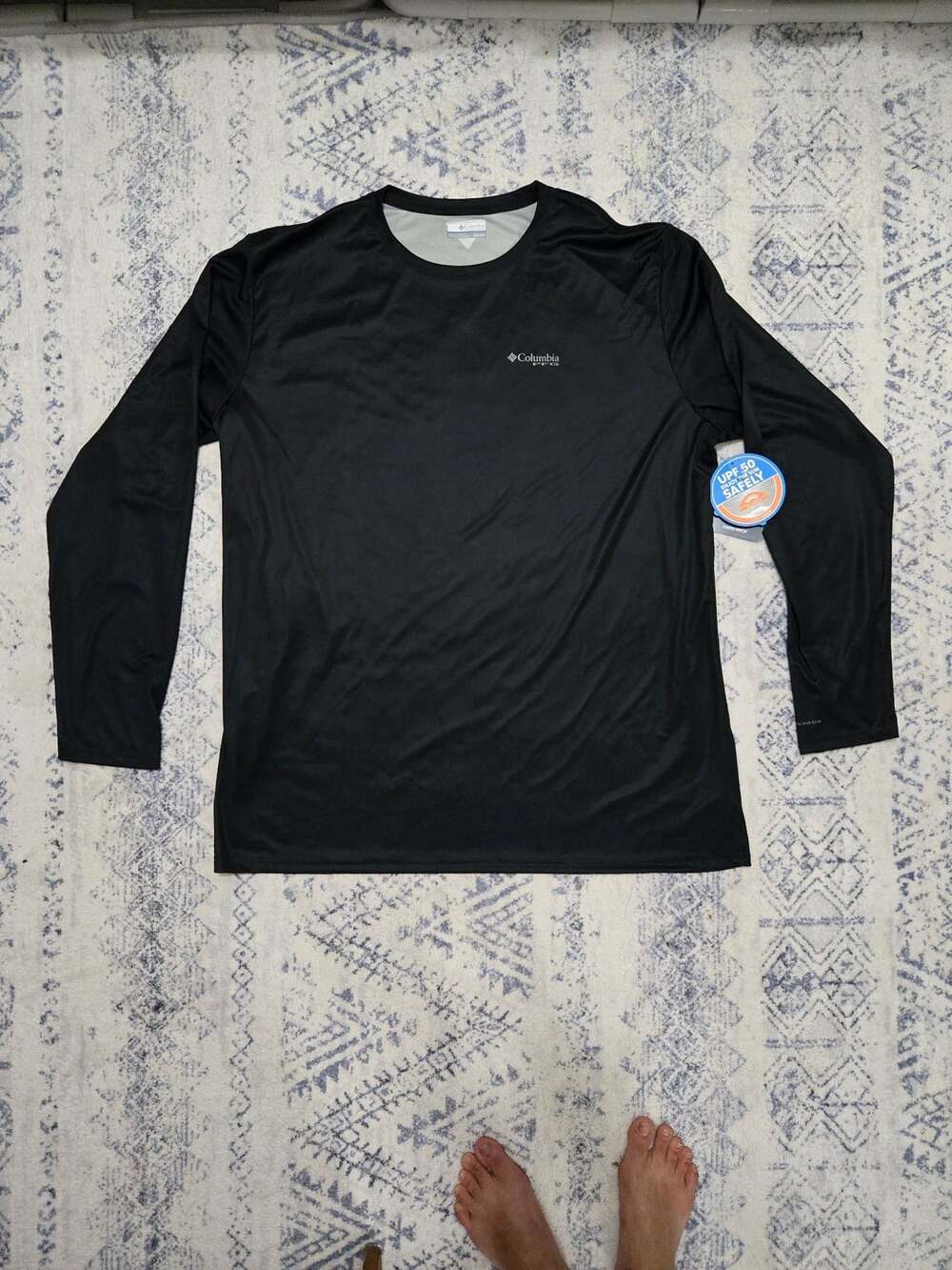 Columbia Fork Stream Omni Shade Long Sleeve Black Camo Logo NWT